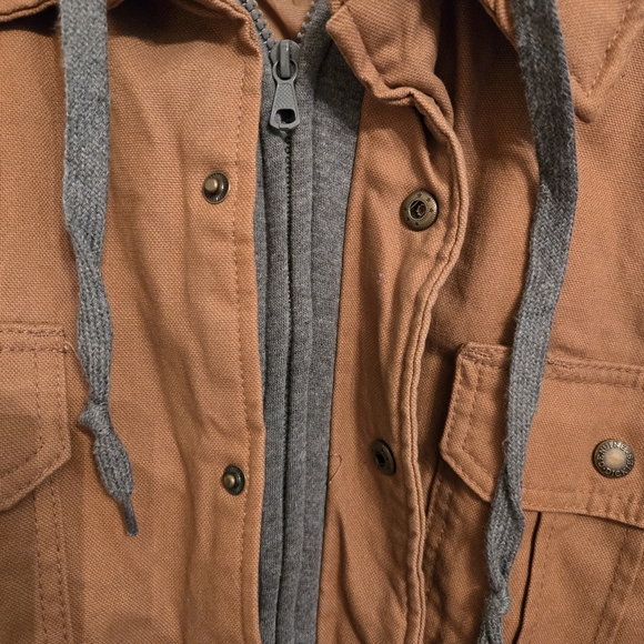 Dickies Upcycled Tan Utility Jacket Streetwear Grunge Art To Wear XL - Picture 3 of 10